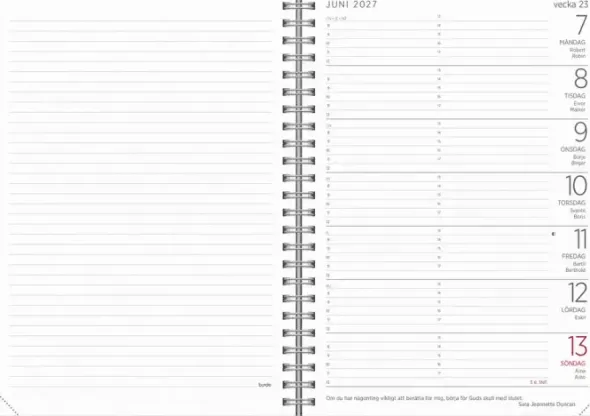 Kalender Stor Veckokalender Twist svart 2027