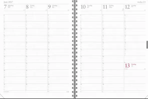 Kalender Veckojournal svart konstläder 2027