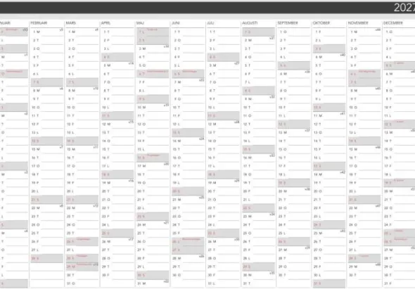 Kalender Väggblad Elegant 980x680mm 2027