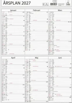 Kalender Väggblad Årsplan 2027