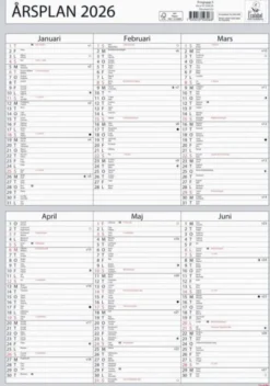 Kalender Väggblad Årsplan 2026