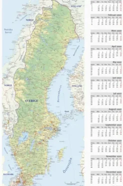 Kalender Väggblad Sverigekarta 2027