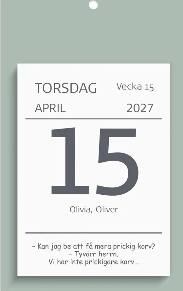 Kalender Väggplån med dagblock Humor 2027