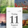 Kalender 2026 Väggplån med dagblock Årstiderna