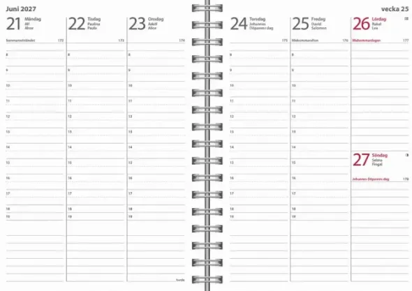 Kalender Weekly A6 Textile 2027 svart