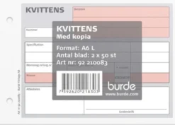 Kvittens A6L med kopia