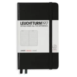 Leuchtturm A6 hard 185s Black linjerad