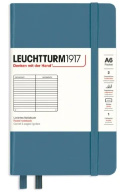 Leuchtturm A6 hard 185s Stone Blue Ruled