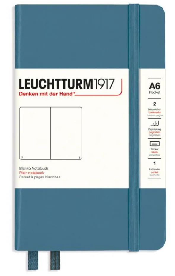 Leuchtturm A6 hard 185s Stone Blue olinjerad