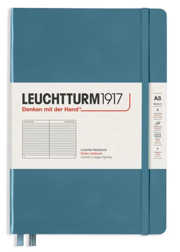 Leuchtturm Notebook A5 hard 251s Stone blue linjerad