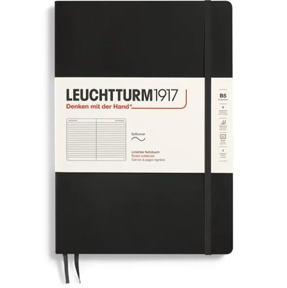 Leuchtturm Notebook B5 Soft 123s Black Linjerad