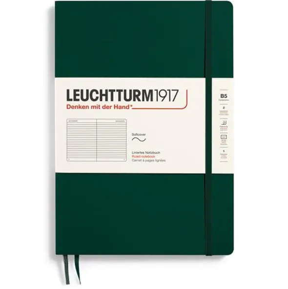 Leuchtturm Notebook B5 Soft 123s Forest Green Linjerad