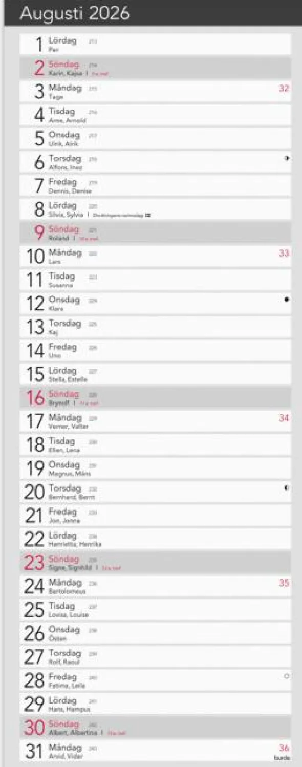 Liten Bordskalender Elegant 2026