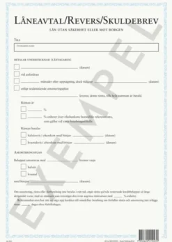 Låneavtal/Skuldbrev/Revers