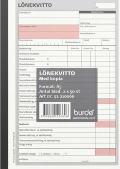 Lönekvitto A5 med kopia