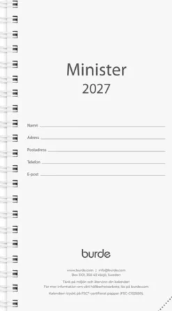 Minister kalenderrefill 2027