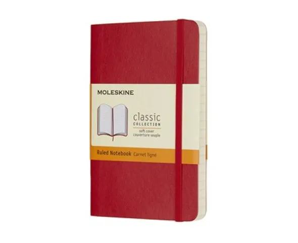 Moleskine Notebook Pocket Soft Cover - Röd - Linjerad