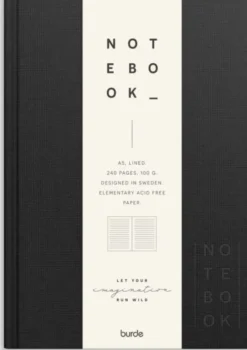 Notebook Textile black lined A5