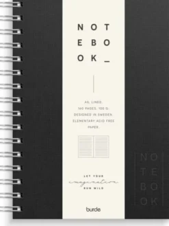 Notebook Textile black lined A5 spiralbunden