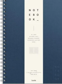 Notebook Textile dark blue lined A4 spiralbunden