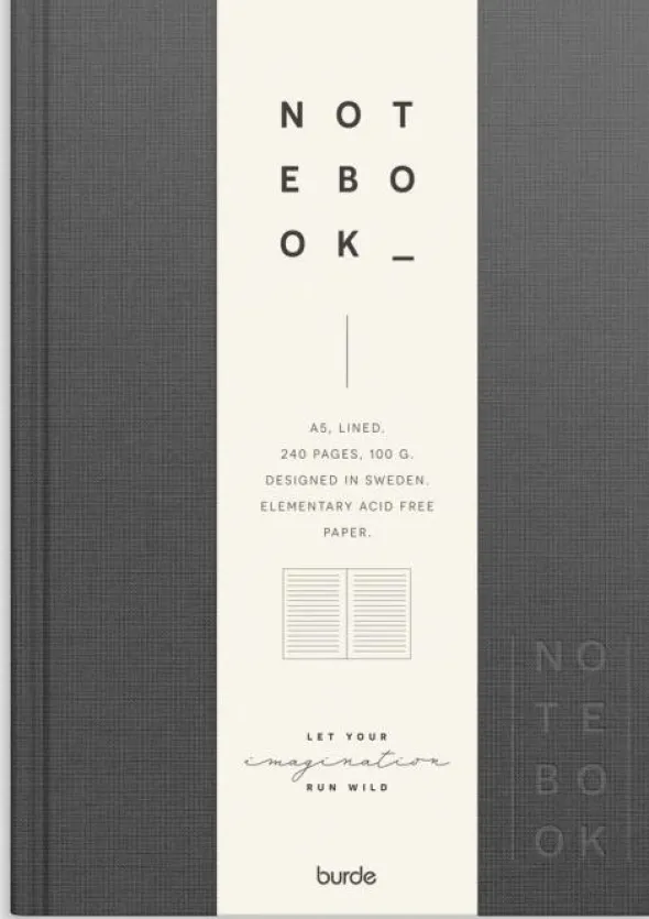 Notebook Textile dark grey lined A5