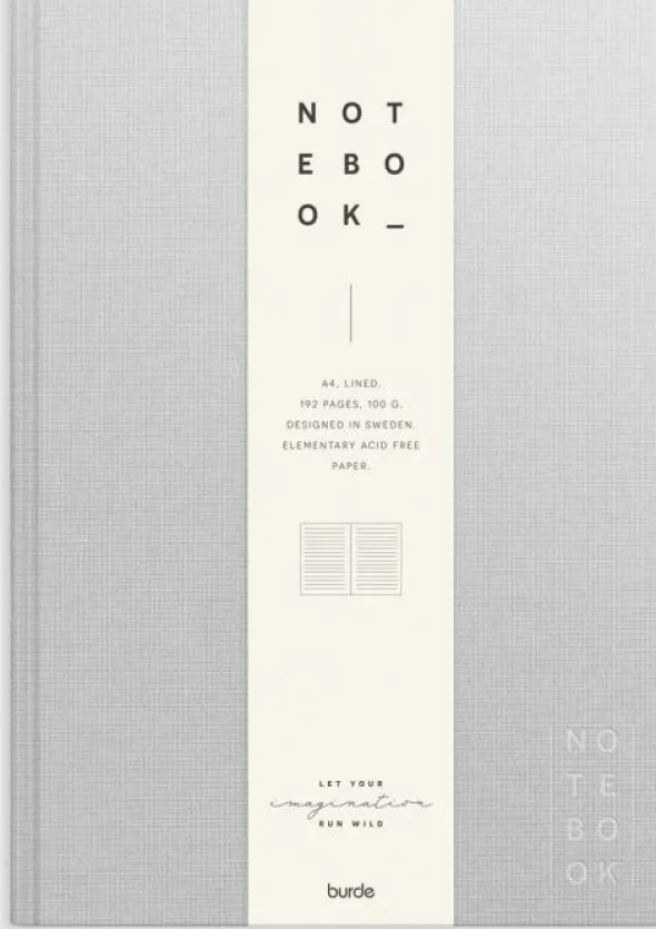 Notebook Textile light grey lined A4