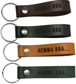 Nyckelring Läder - Hemma bra ... men husbil bäst