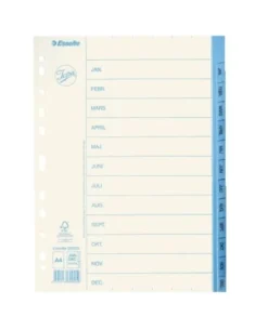 Pappersregister JOPA A4 Jan-Dec vit/blå