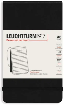 Reporter Notepad A6 hard cover Ruled Black