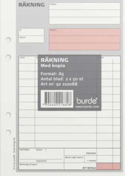 Räkning A5 med kopia