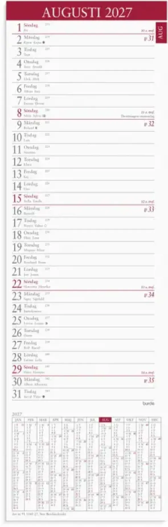 Stor Bordskalender 2027