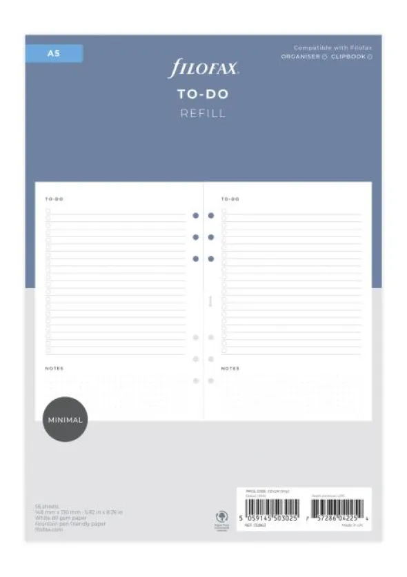 To-Do refill till Filofax A5 eller Clipbook (14,8x21cm)