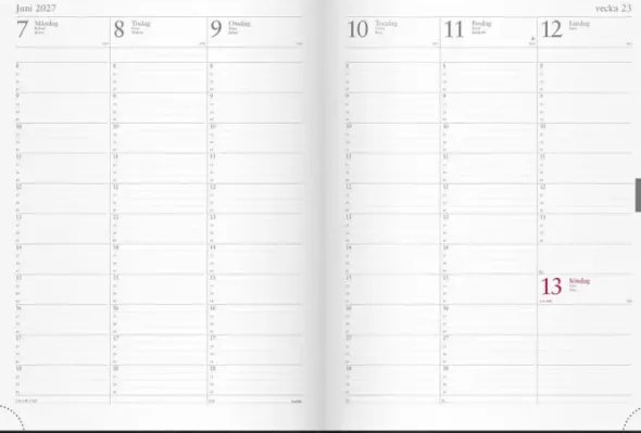 Veckojournal kalenderrefill 2027