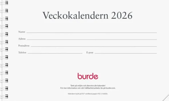 Veckokalendern refill 2026