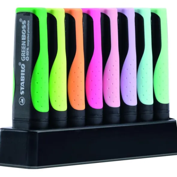 Överstrykningspenna Stabilo Green Boss Deskset 8/fp