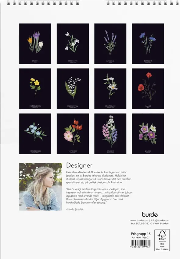 Väggkalender Illustrerad Blomster 2027