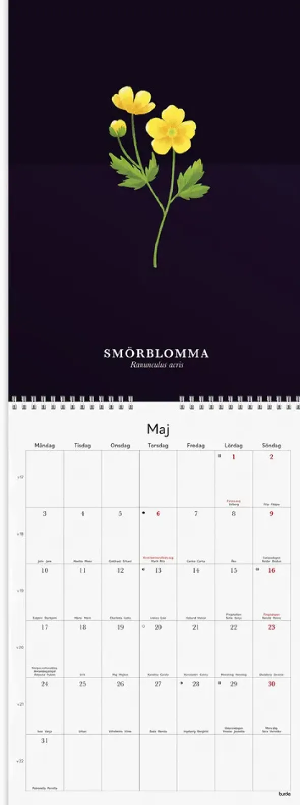 Väggkalender Illustrerad Blomster 2027