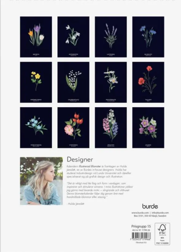 Väggkalender Illustrerad Blomster 2026