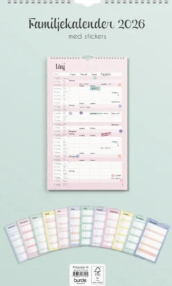 Väggkalender Pastell stickers 2026