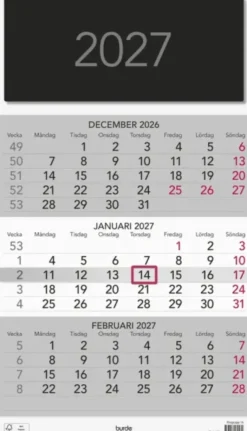 Väggkalender Triplaner Elegant 2027