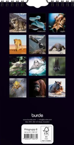 Väggkalender Wild animals 2027