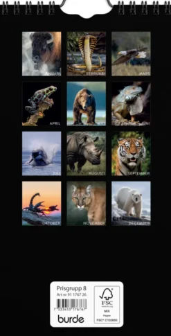 Väggkalender Wild animals 2026