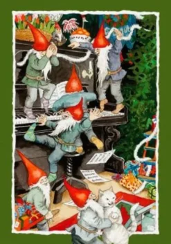 Vykort Inge Löök "Tomte spelar piano"