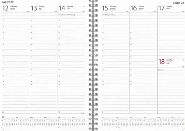 Weekly A5 kalenderrefill 2027