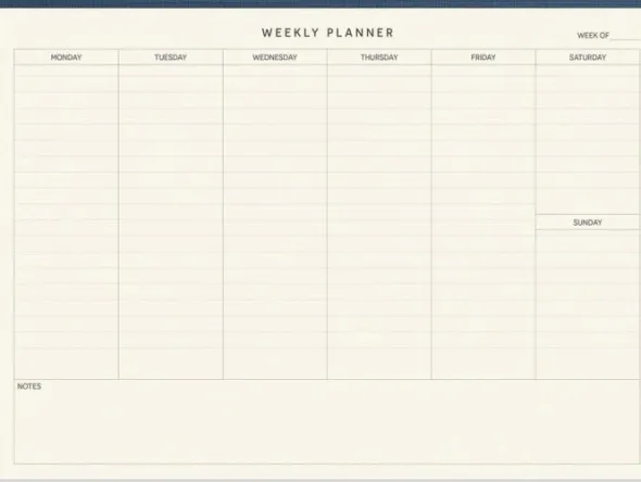 Weekly planner pad Textile